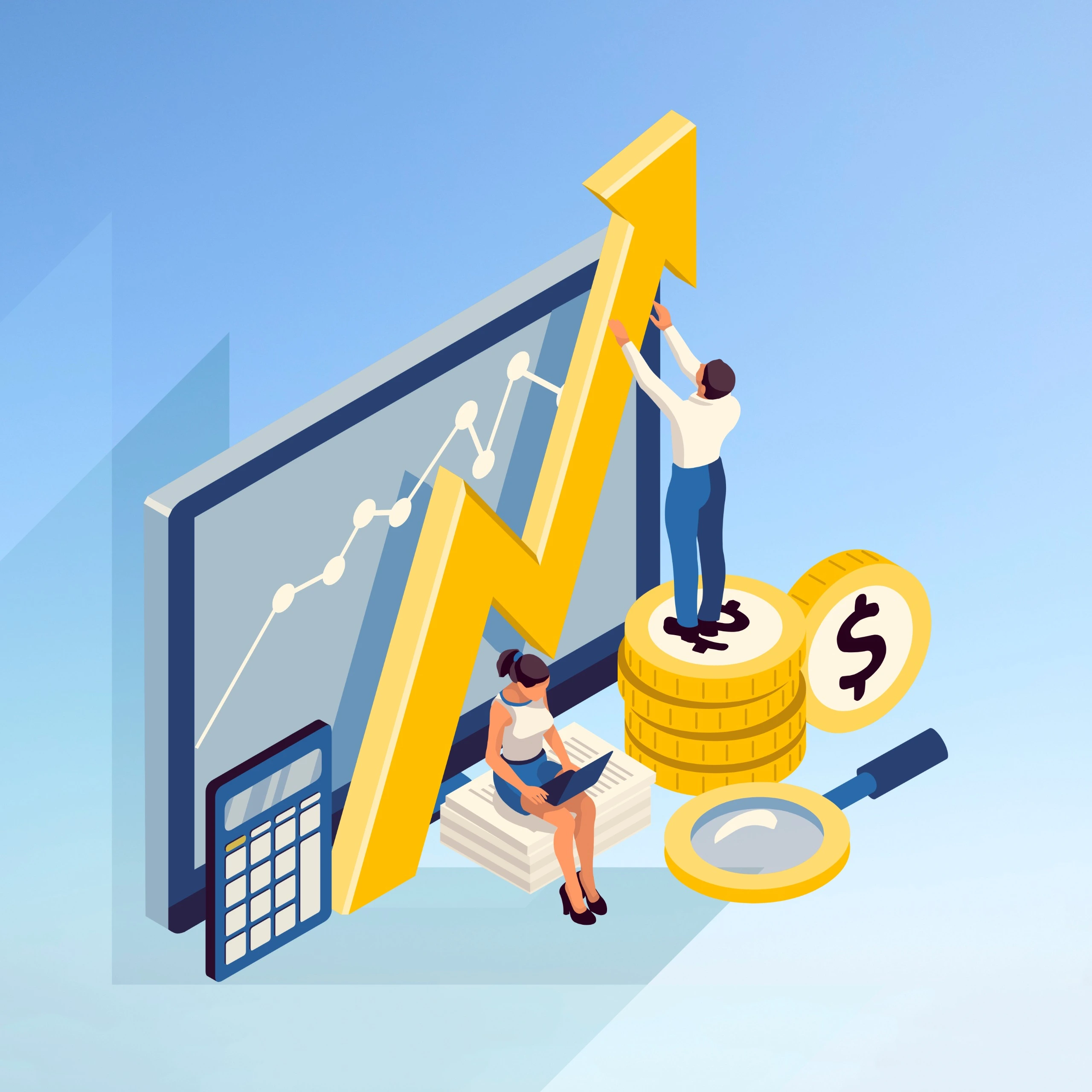 Investment and stock market analysis illustration
